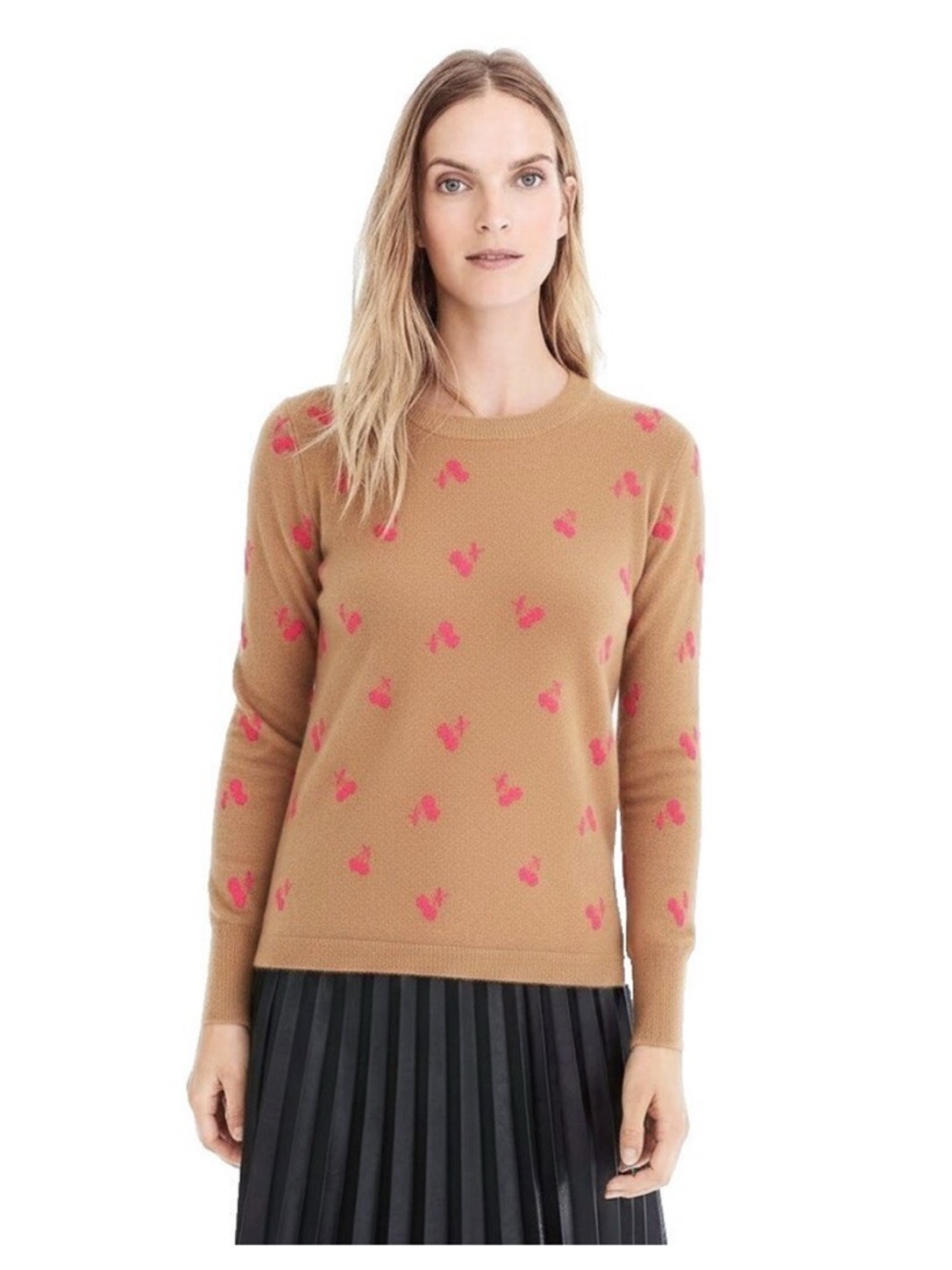 J Crew 100% Cashmere Cherry Sweater Size XS